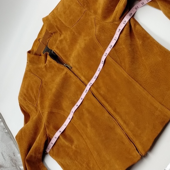 Uniform by John Paul Richard camel color leather zip up cropped jacket vintage - Picture 9 of 12